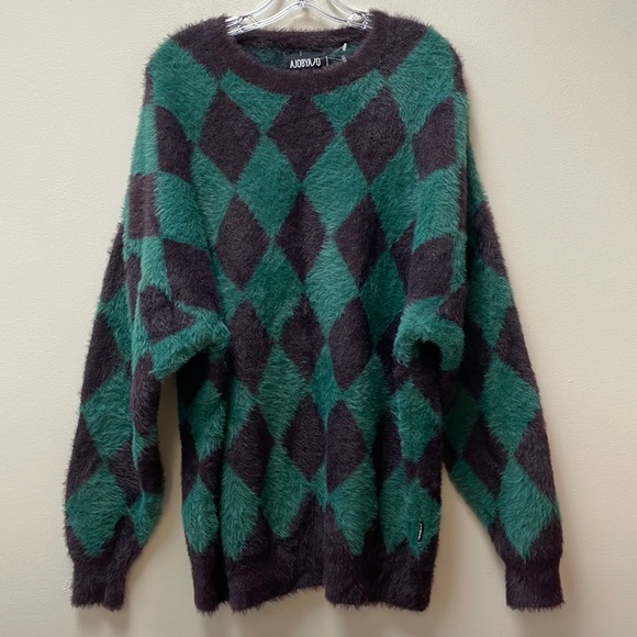 New Men’s AJOBYAJO Harlequin Check Crew Neck Sweater!!🔥🔥🔥 - Picture 6 of 16